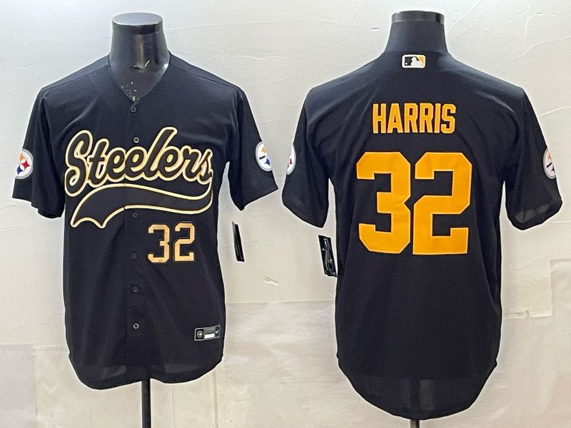 Men 2025 Pittsburgh Steelers #32 Harris black 3th generation Joint Name Nike Limited NFL Jersey style 04
